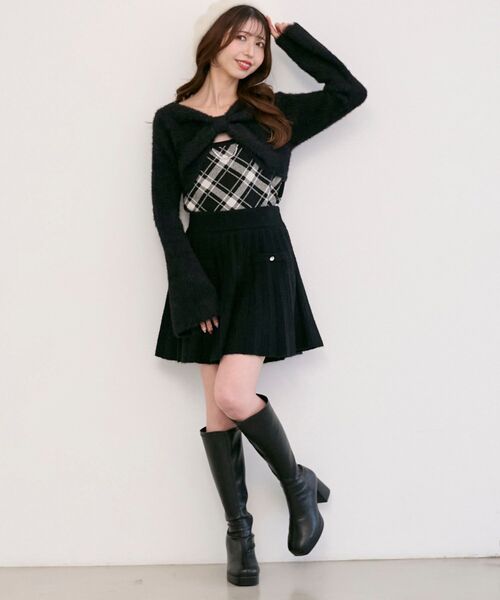 MAJESTIC LEGON（マジェスティックレゴン）の「リボンボレロドッキングニット（ニット/セーター・レディース・ブラック系その他/ホワイト系その他2/ピンク/チャコールグレー/ボルドー/グレー系その他・MEDIUM）」の9枚目の写真