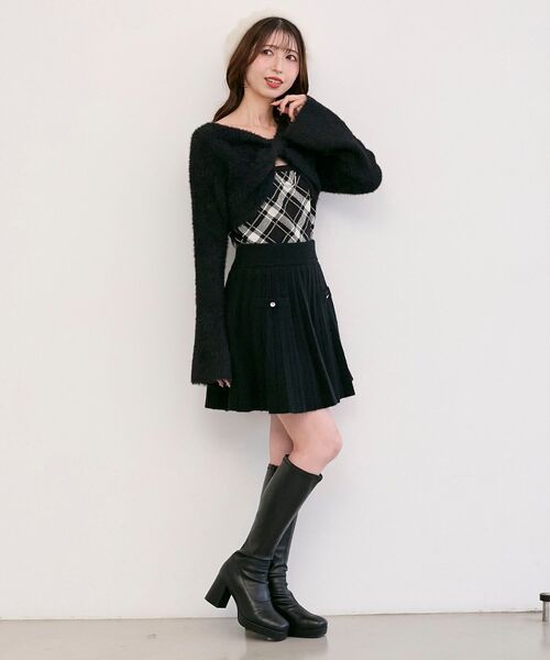 MAJESTIC LEGON（マジェスティックレゴン）の「リボンボレロドッキングニット（ニット/セーター・レディース・ブラック系その他/ホワイト系その他2/ピンク/チャコールグレー/ボルドー/グレー系その他・MEDIUM）」の8枚目の写真