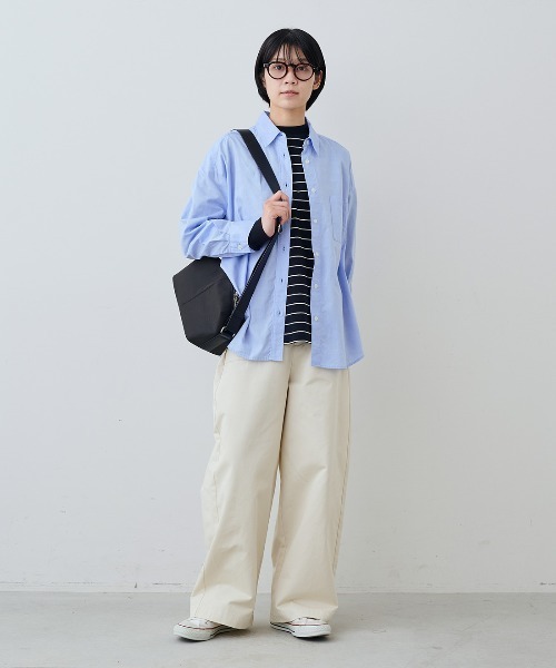 THREE FIFTY STANDARD(スリーフィフティースタンダード)の「THREE FIFTY STANDARD 綿混素材の日本製ミジンボーダーニット〈ブラック×グレー〉(ニット/セーター・レディース・ブラック×グレー・M/L/LL/3L)」の4枚目の写真