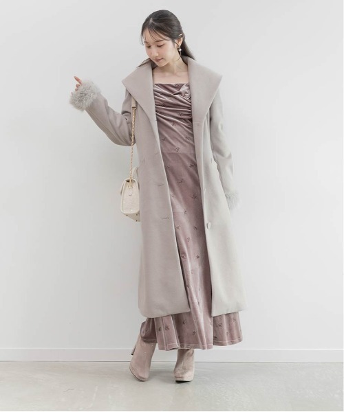 RANDA（ランダ）の「2WAY ショールカラーロングコート（チェスターコート・レディース・アイボリー/ブラック・0/1）」の3枚目の写真