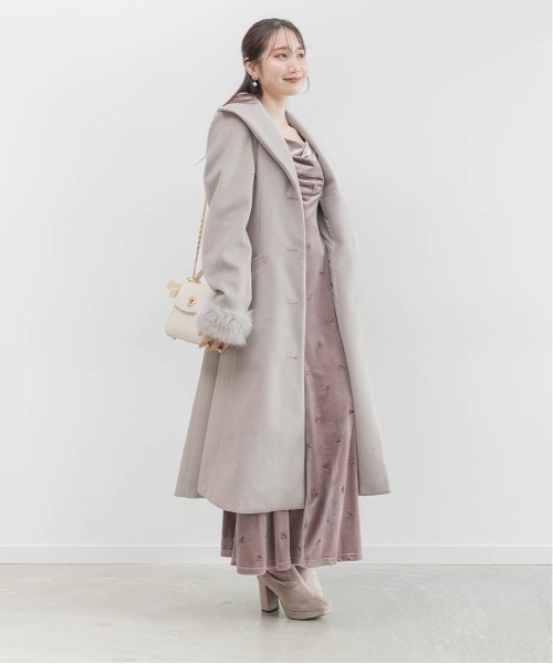 RANDA（ランダ）の「2WAY ショールカラーロングコート（チェスターコート・レディース・アイボリー/ブラック・0/1）」の6枚目の写真