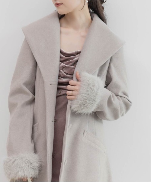 RANDA（ランダ）の「2WAY ショールカラーロングコート（チェスターコート・レディース・アイボリー/ブラック・0/1）」の8枚目の写真