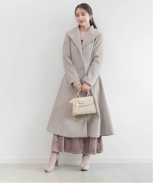 RANDA（ランダ）の「2WAY ショールカラーロングコート（チェスターコート・レディース・アイボリー/ブラック・0/1）」の10枚目の写真