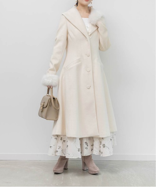 RANDA（ランダ）の「2WAY ショールカラーロングコート（チェスターコート・レディース・アイボリー/ブラック・0/1）」の12枚目の写真