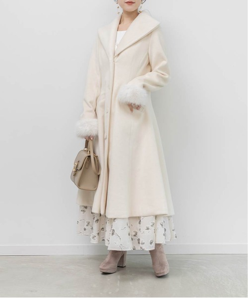 RANDA（ランダ）の「2WAY ショールカラーロングコート（チェスターコート・レディース・アイボリー/ブラック・0/1）」の15枚目の写真