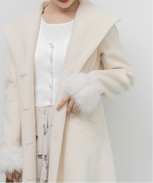 RANDA（ランダ）の「2WAY ショールカラーロングコート（チェスターコート・レディース・アイボリー/ブラック・0/1）」の17枚目の写真