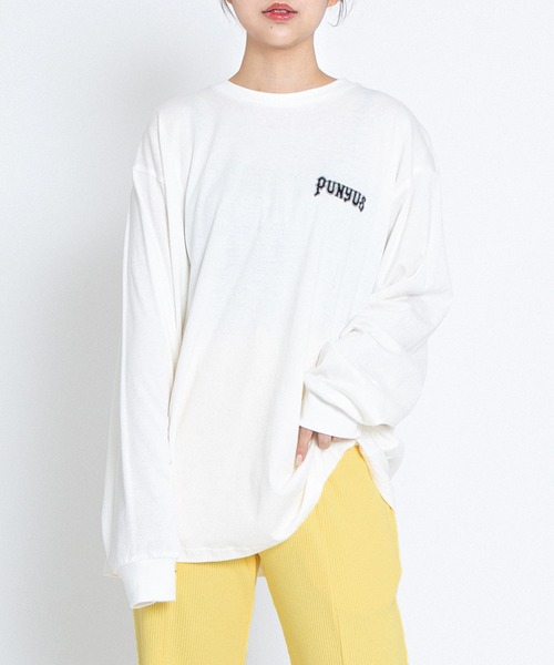 PUNYUS（プニュズ）の「PUNYUSロゴロンＴ（Tシャツ/カットソー・レディース・ブラック/ホワイト/サックスブルー・1/2/3/4/5）」の2枚目の写真