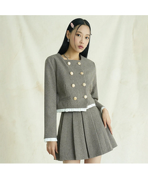 Hellen Shirt Layered Check Jacket BROWN