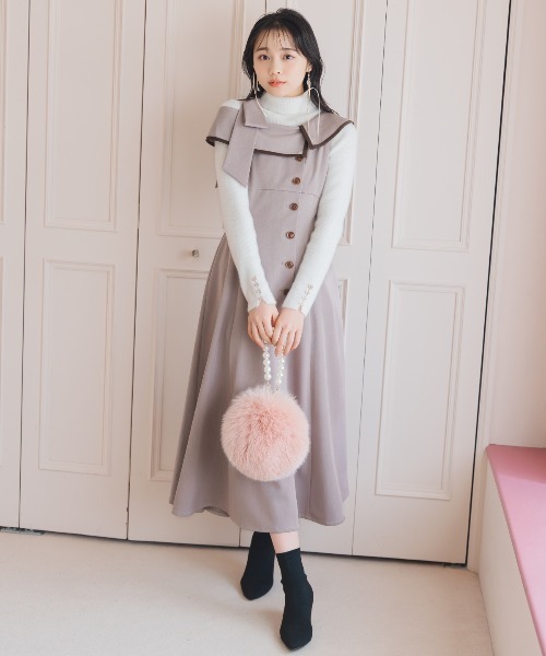 WILLSELECTION(ウィルセレクション)の「アシンメトリーリボンショルダーワンピース(ワンピース・レディース・モカ/チャコールグレー/ブラック系その他・FREE)」の18枚目の写真