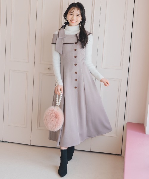 WILLSELECTION(ウィルセレクション)の「アシンメトリーリボンショルダーワンピース(ワンピース・レディース・モカ/チャコールグレー/ブラック系その他・FREE)」の19枚目の写真
