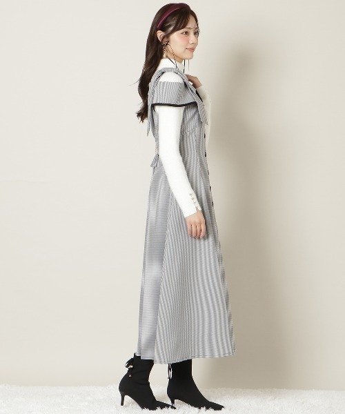 WILLSELECTION(ウィルセレクション)の「アシンメトリーリボンショルダーワンピース(ワンピース・レディース・モカ/チャコールグレー/ブラック系その他・FREE)」の5枚目の写真