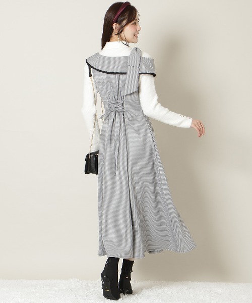 WILLSELECTION(ウィルセレクション)の「アシンメトリーリボンショルダーワンピース(ワンピース・レディース・モカ/チャコールグレー/ブラック系その他・FREE)」の6枚目の写真