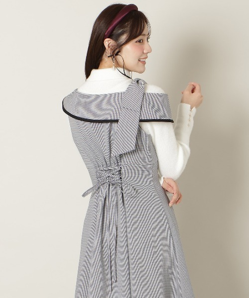 WILLSELECTION(ウィルセレクション)の「アシンメトリーリボンショルダーワンピース(ワンピース・レディース・モカ/チャコールグレー/ブラック系その他・FREE)」の8枚目の写真