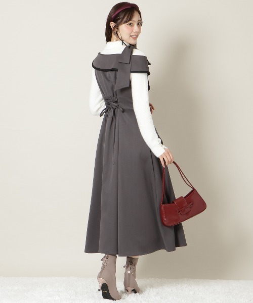 アシンメトリーリボンショルダーワンピース（ワンピース
