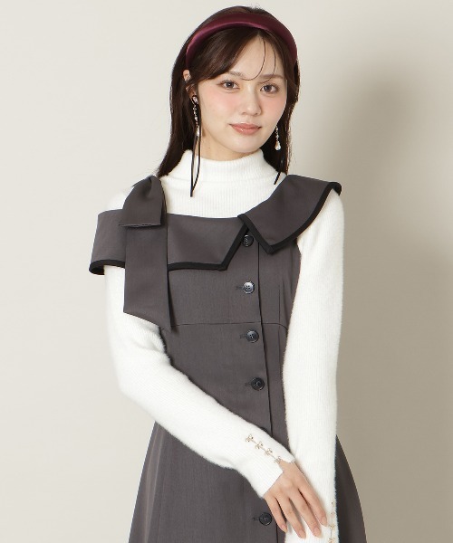 アシンメトリーリボンショルダーワンピース（ワンピース