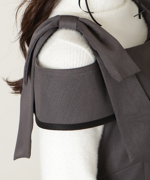WILLSELECTION(ウィルセレクション)の「アシンメトリーリボンショルダーワンピース(ワンピース・レディース・モカ/チャコールグレー/ブラック系その他・FREE)」の16枚目の写真