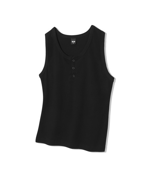 TRILLION（トリリオン）の「リブドリングスナップヘンリーネックスリーブレス_4カラー（Tシャツ/カットソー・メンズ・ホワイト/ブラック/グレー/チャコール・MEDIUM/LARGE/X-LARGE）」の2枚目の写真
