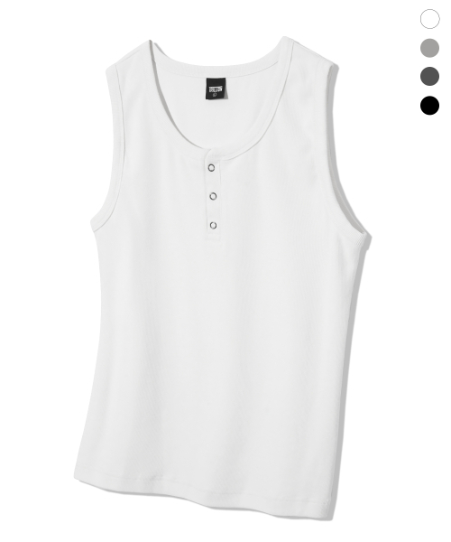 TRILLION（トリリオン）の「リブドリングスナップヘンリーネックスリーブレス_4カラー（Tシャツ/カットソー・メンズ・ホワイト/ブラック/グレー/チャコール・MEDIUM/LARGE/X-LARGE）」の10枚目の写真