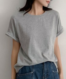 LOWO（ロワ）の「しっかり素材の大人Tシャツ｜選べる11色 綿混 カラー 半袖 カットソー レディース（Tシャツ/カットソー）」