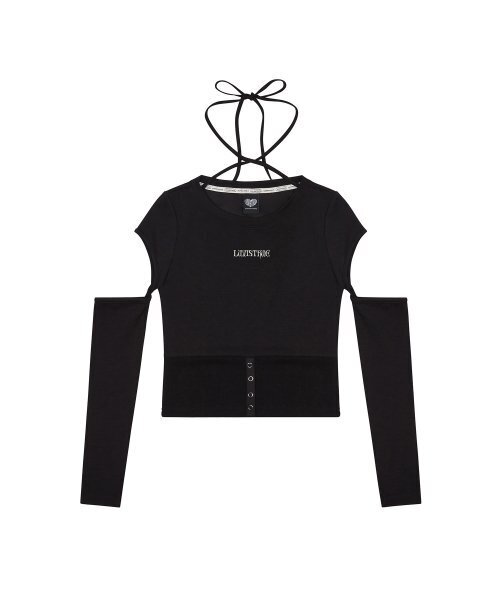 LUVISTRUE(ラヴイズトゥルー)の「CH BUTTON LAYERED TEE(BLACK)(Tシャツ/カットソー・レディース・その他・FREE)」の2枚目の写真