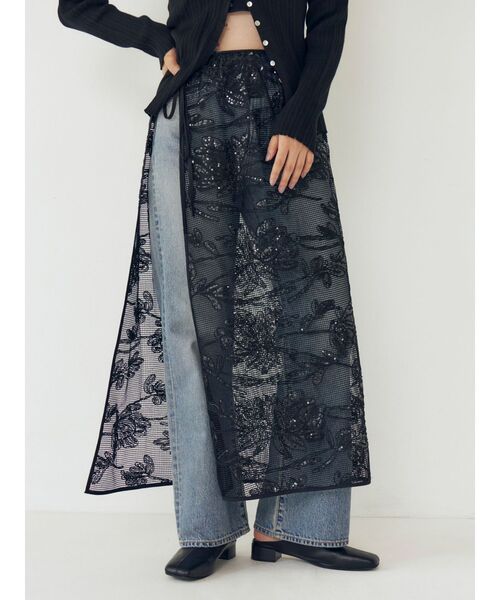 Ungrid（アングリッド）の「スパンコールマルチウェイメッシュスカート（スカート・レディース・ブラック/アイボリー・FREE）」の2枚目の写真