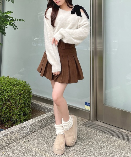 one way（ワンウェイ）の「コーデュロイ太ベルトプリーツスカート（スカート・レディース・ブラウン/ホワイト/ブラック・SMALL/MEDIUM）」の13枚目の写真