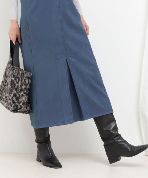 MICO COULIER（ミコクリエ）の「スエード×リブ2WAYジャンスカ（ワンピース・レディース・キナリ/ライトブルー/ブラック・38）」の11枚目の写真
