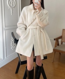 FAVORITO（ファヴォリート）の「襟付きシングルブレストメルトンジャケット（ステンカラーコート）」