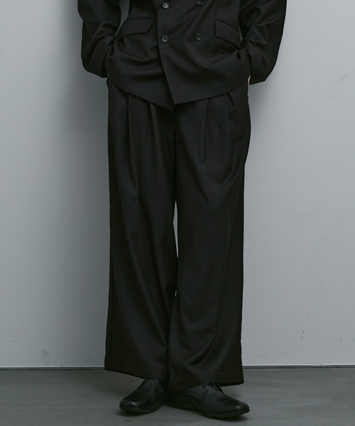 remer(リメール)の「CLASSIC TR WOOL DEEP TUCK TROUSERS / クラシックTRウールディープタックトラウザー【セットアップ対応】(その他パンツ・メンズ・ブラック/グレー・MEDIUM/SMALL/LARGE)」の1枚目の写真