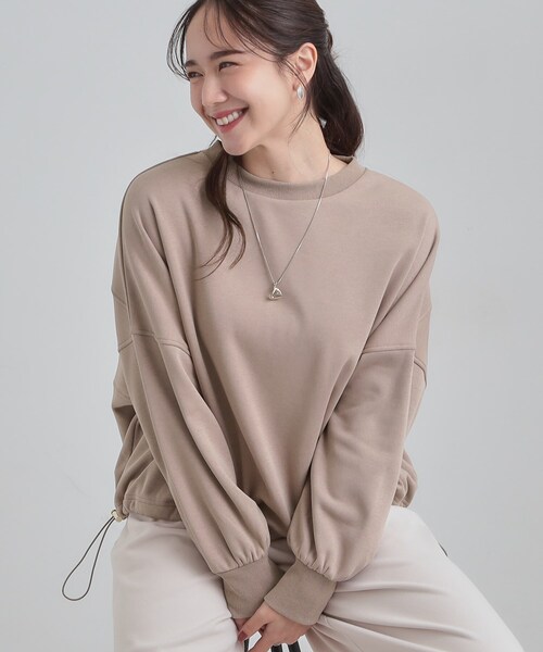 SHOO・LA・RUE（シューラルー）の「ゆったりシルエットの ドロスト裏シャギースウェット（スウェット・レディース・ブラック/ベージュ/ライトグレー・00）」の3枚目の写真