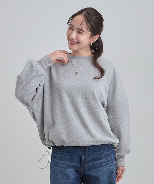 SHOO・LA・RUE（シューラルー）の「ゆったりシルエットの ドロスト裏シャギースウェット（スウェット・レディース・ブラック/ベージュ/ライトグレー・00）」の4枚目の写真