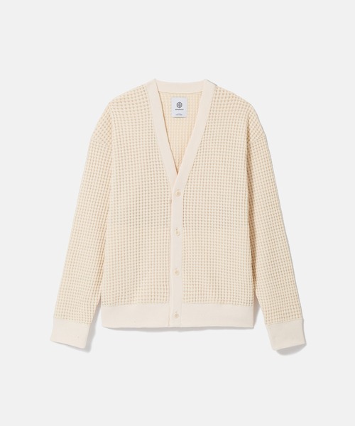 SEAGREEN（シーグリーン）の「SEAGREEN(シーグリーン) BIG WAFFLE CARDIGAN（カーディガン/ボレロ・メンズ・ブラック/クリーム・2/1）」の2枚目の写真