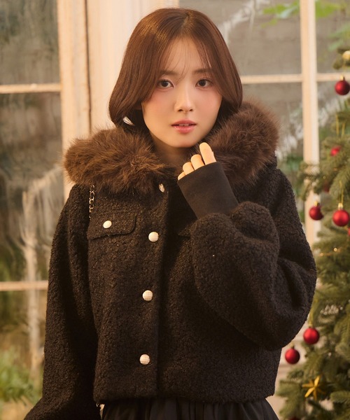 Seemi.】フードファーボアジャケット（その他アウター）｜Seemi