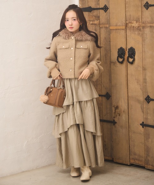 Seemi. byNICECLAUP（ シーミーバイナイスクラップ）の「【Seemi.】フードファーボアジャケット（その他アウター・レディース・ベージュ/ブラック/オフホワイト・FREE）」の11枚目の写真