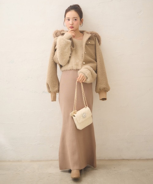 Seemi. byNICECLAUP（ シーミーバイナイスクラップ）の「【Seemi.】フードファーボアジャケット（その他アウター・レディース・ベージュ/ブラック/オフホワイト・FREE）」の19枚目の写真