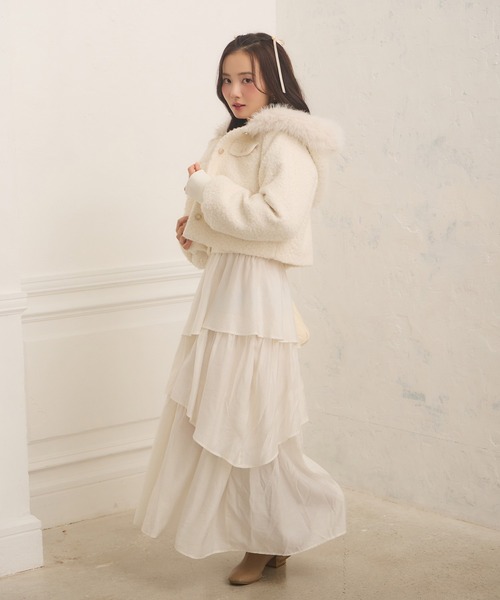 Seemi. byNICECLAUP（ シーミーバイナイスクラップ）の「【Seemi.】フードファーボアジャケット（その他アウター・レディース・ベージュ/ブラック/オフホワイト・FREE）」の22枚目の写真