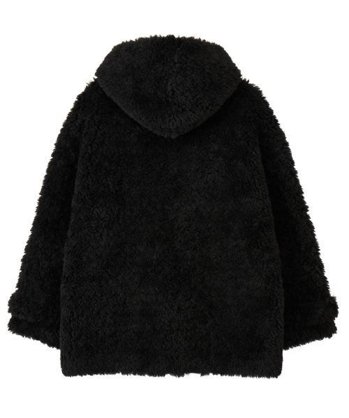 ファーダッフルハーフコートブラック（ムートンコート）｜UNKNOWN