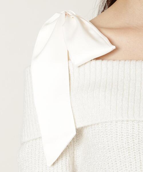 WILLSELECTION（ウィルセレクション）の「リボンショルダーオフショルニットワンピース（ワンピース・レディース・オフホワイト/ブラック/サックスブルー/ピンク・FREE）」の7枚目の写真