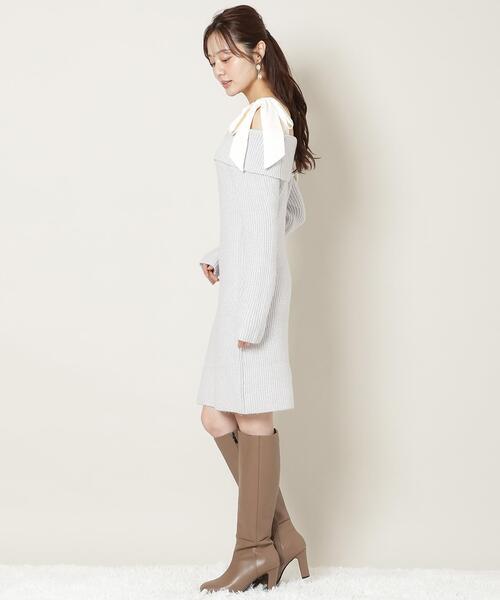 WILLSELECTION（ウィルセレクション）の「リボンショルダーオフショルニットワンピース（ワンピース・レディース・オフホワイト/ブラック/サックスブルー/ピンク・FREE）」の17枚目の写真