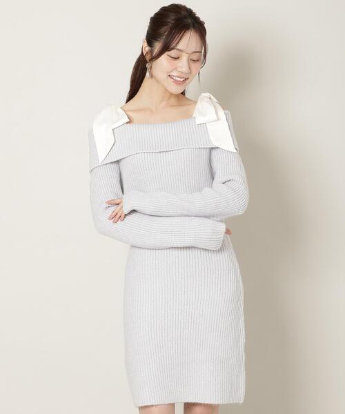 WILLSELECTION（ウィルセレクション）の「リボンショルダーオフショルニットワンピース（ワンピース・レディース・オフホワイト/ブラック/サックスブルー/ピンク・FREE）」の15枚目の写真