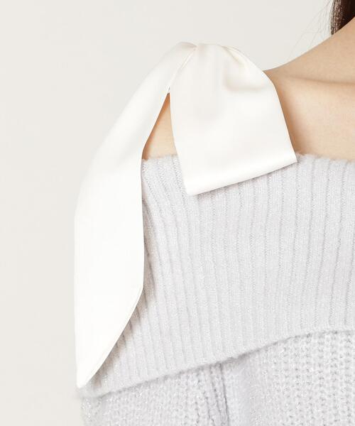 WILLSELECTION（ウィルセレクション）の「リボンショルダーオフショルニットワンピース（ワンピース・レディース・オフホワイト/ブラック/サックスブルー/ピンク・FREE）」の14枚目の写真