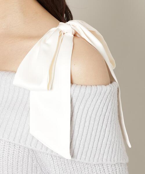 WILLSELECTION（ウィルセレクション）の「リボンショルダーオフショルニットワンピース（ワンピース・レディース・オフホワイト/ブラック/サックスブルー/ピンク・FREE）」の13枚目の写真