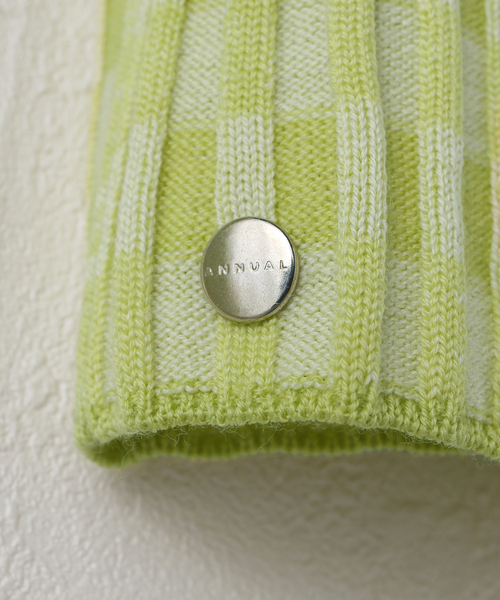 JOURNAL STANDARD（ジャーナルスタンダード）の「【ANNUAL/アニュアル】 Chekered rib Turtle PO（ニット/セーター・レディース・グリーン/イエロー・FREE）」の7枚目の写真