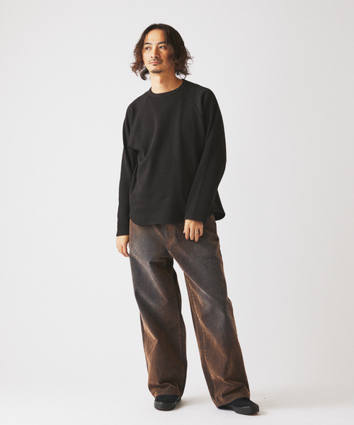 JOURNAL STANDARD relume（ジャーナルスタンダード　レリューム）の「バックベロア サーマル クルーネック（Tシャツ/カットソー・メンズ・チャコールグレー/ブラック/アイボリー・MEDIUM/LARGE）」の4枚目の写真