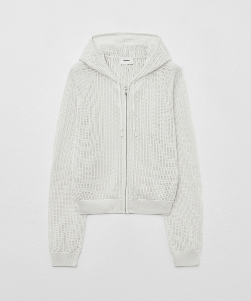 MONGDOL（モンドル）の「クロシェニットフードジップアップアイボリーMDCD040IVORY（カーディガン/ボレロ・レディース・その他・F）」の2枚目の写真