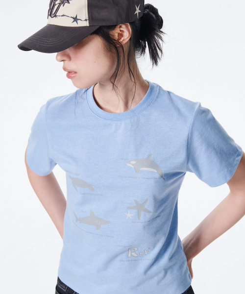 runningHIGH（ランニングハイ）の「マリンライフ H/S Tシャツ [スカイブルー]（Tシャツ/カットソー・レディース・その他・FREE）」の3枚目の写真