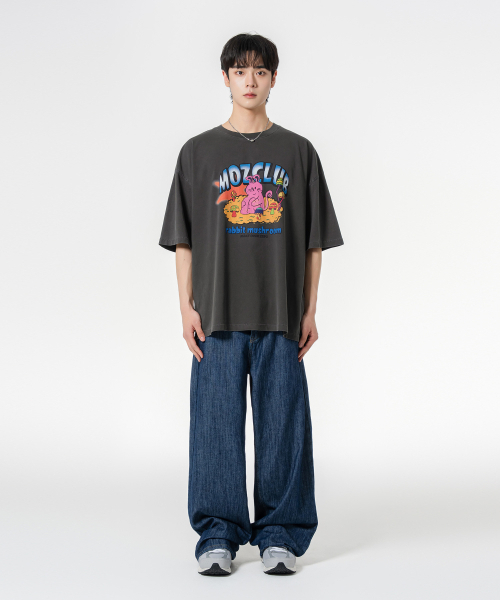 MOZMOZ(モズモズ)の「ハイラビット オーバーサイズ ピグメント 半袖Tシャツ チャコール(Tシャツ/カットソー・レディース・その他・M/XL/XXL)」の6枚目の写真