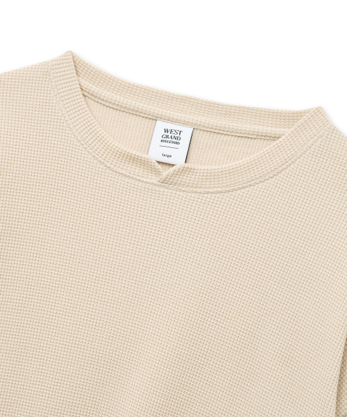 WEST GRAND BOULEVARD（ウエストグランドブルバード）の「オーバーサイズワッフルヘンリーネック半袖Tシャツライトベージュ（Tシャツ/カットソー・メンズ・その他・MEDIUM/LARGE/X-LARGE）」の4枚目の写真