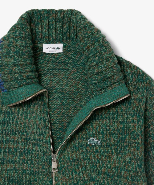 LACOSTE（ラコステ）の「ミックスカラーローゲージ ウールニットジップセーター / ドライバーズニット（ニット/セーター・メンズ・グリーン・3/4/2/5）」の5枚目の写真
