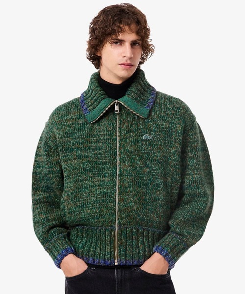LACOSTE（ラコステ）の「ミックスカラーローゲージ ウールニットジップセーター / ドライバーズニット（ニット/セーター・メンズ・グリーン・3/4/2/5）」の2枚目の写真